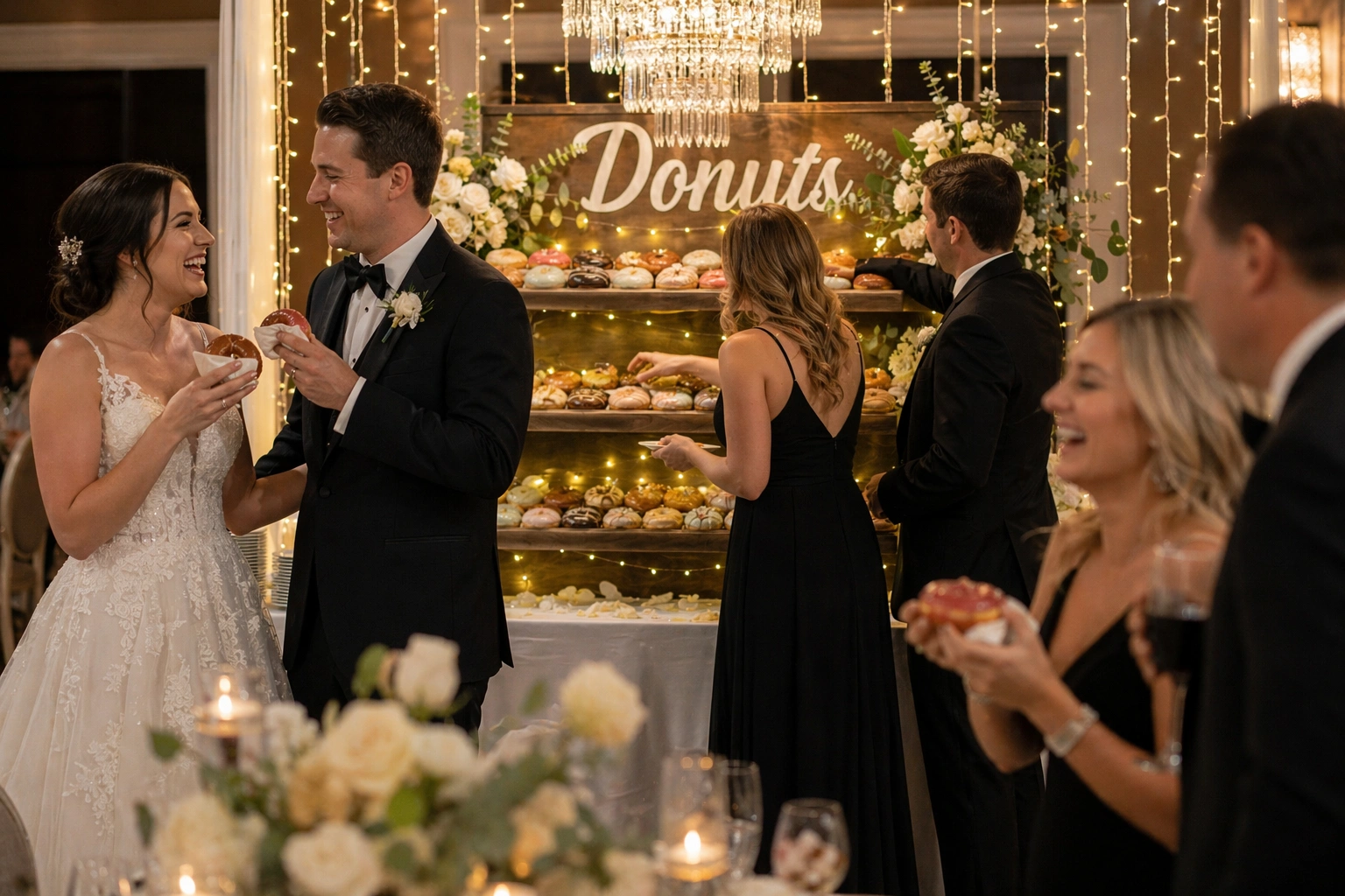 Gourmet donuts at an Edmonton wedding reception